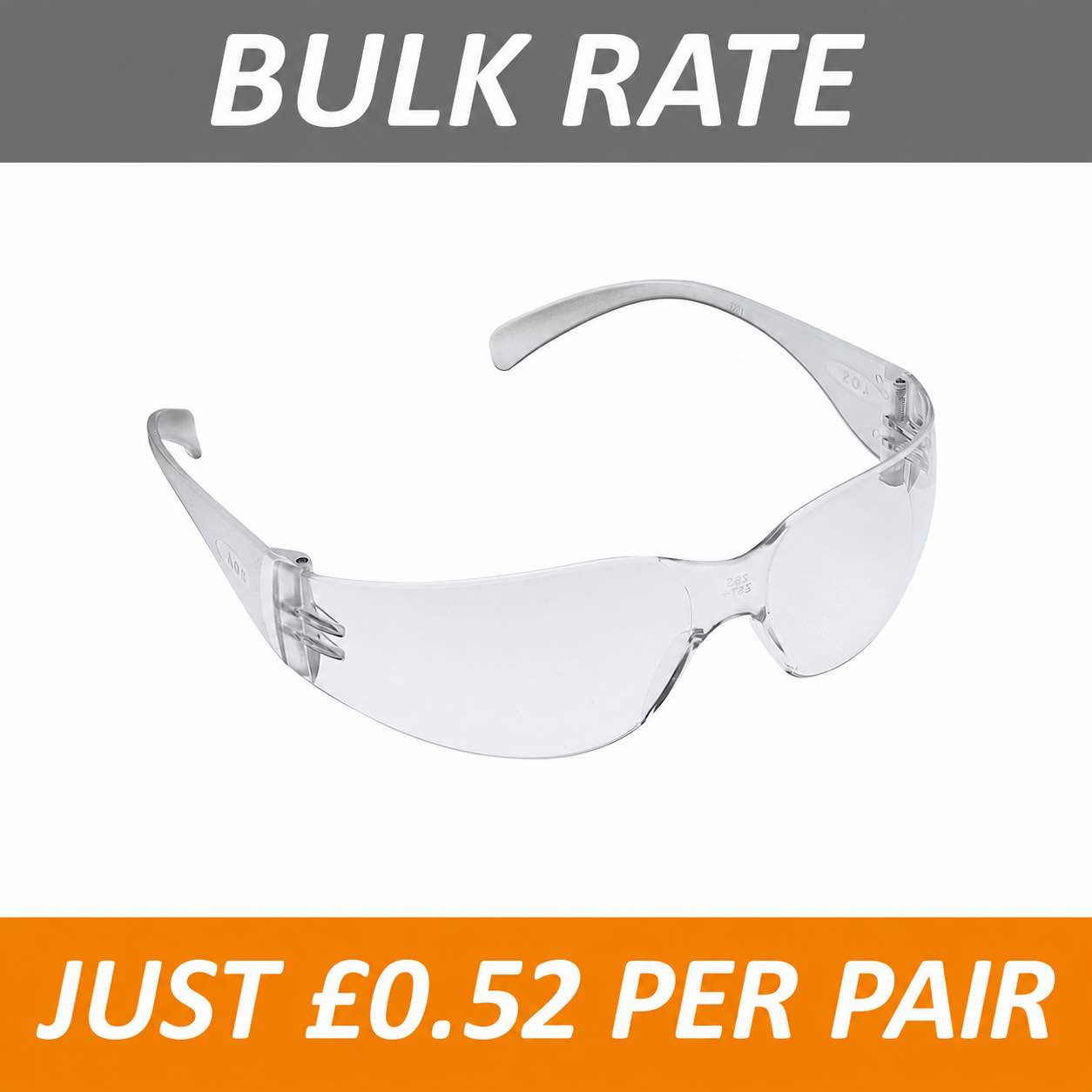 BULK BUY - 300 Pairs Safety Glasses CLEAR