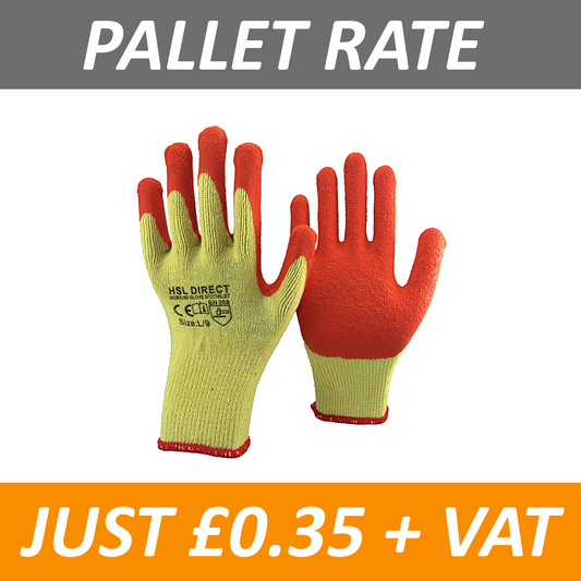 PALLET of Latex Grip Grab Gloves - Orange/Yellow