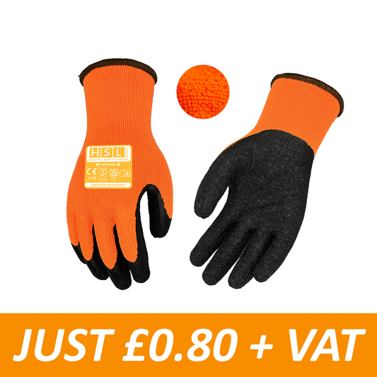 Thermal Latex Grip Grab Gloves - Orange/Black