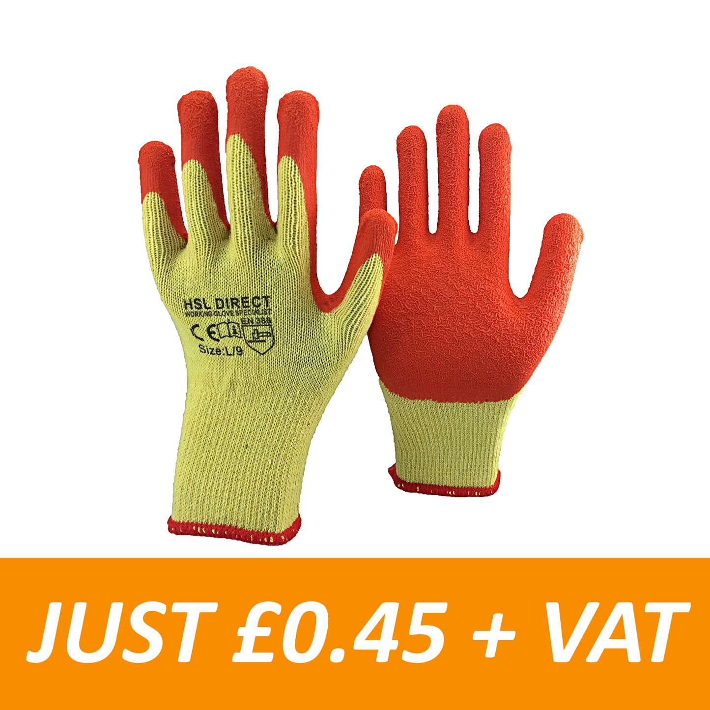 Latex Grip Grab Gloves - Orange/Yellow