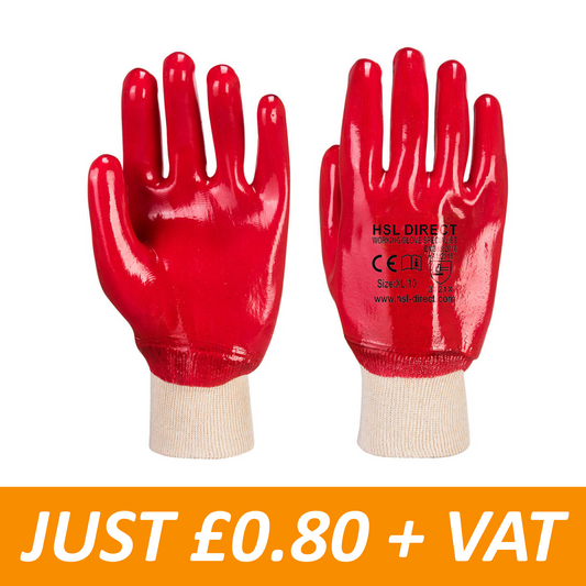 PVC Knit Wrist Gloves - Red