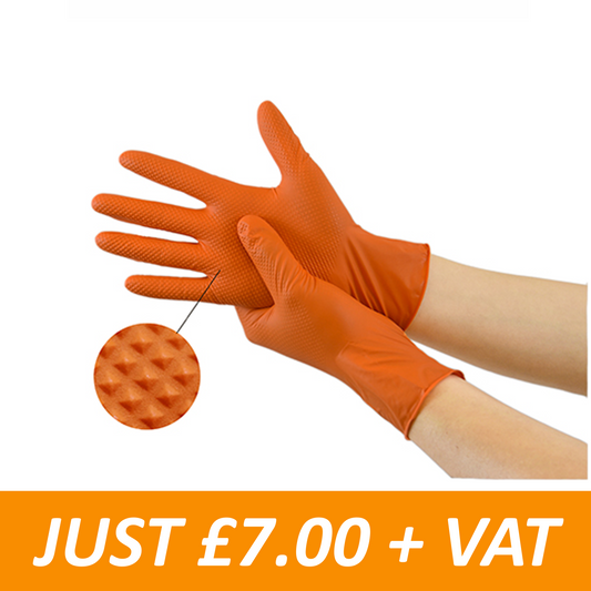 Orange Diamond Grip Nitrile Gloves