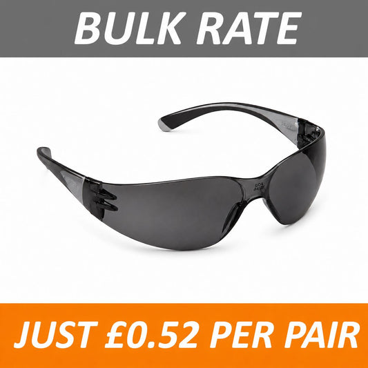 BULK BUY - 300 Pairs Safety Glasses SMOKE