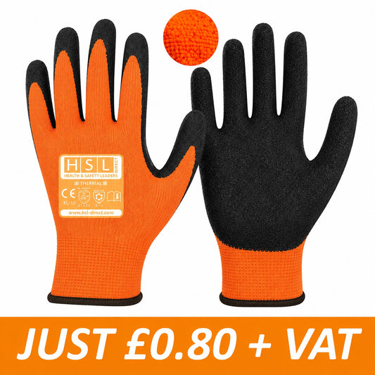 Thermal Latex Grip Grab Gloves - Orange/Black